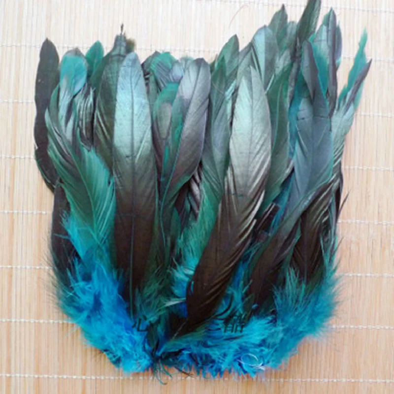 Cheap! 200pcs Color Beautiful Rooster feathers 5-8''/12.5-20cm pheasant chicken plume  Lake Blue