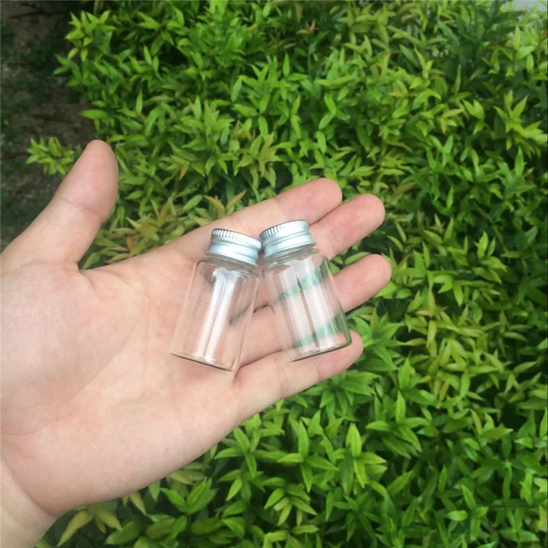 

27*50*14mm 15ml Mini Glass Bottles With Metal Screw Cap Empty Small Wishing Bottle Glass Vials Jars 50pcslot