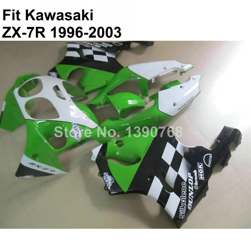 bodywork kit  for Kawasaki Ninja fairings  green white black  ZX7R 96-03  ZX-7R 1996-2002 2003 fairing kit  VT76