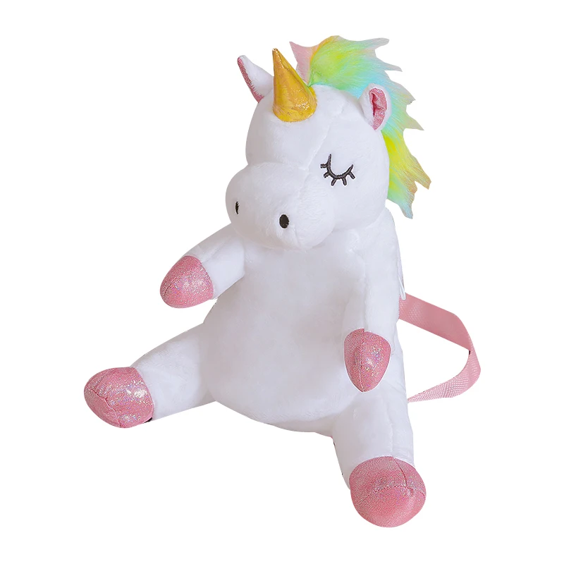 Wholesale cute cartoon unicorn plush toy shoulder bag shoulder bag furry toy backpack children holiday gift Christmas gifts