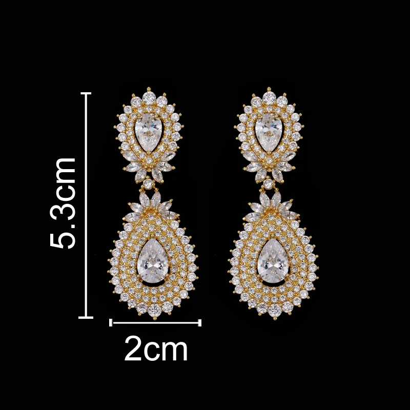 EMMAYA Luxury New Fashion Women Rose Gold Color Drop Earrring CZ Nice Pierced Dangle Wedding Earrings Jewelry Gifts