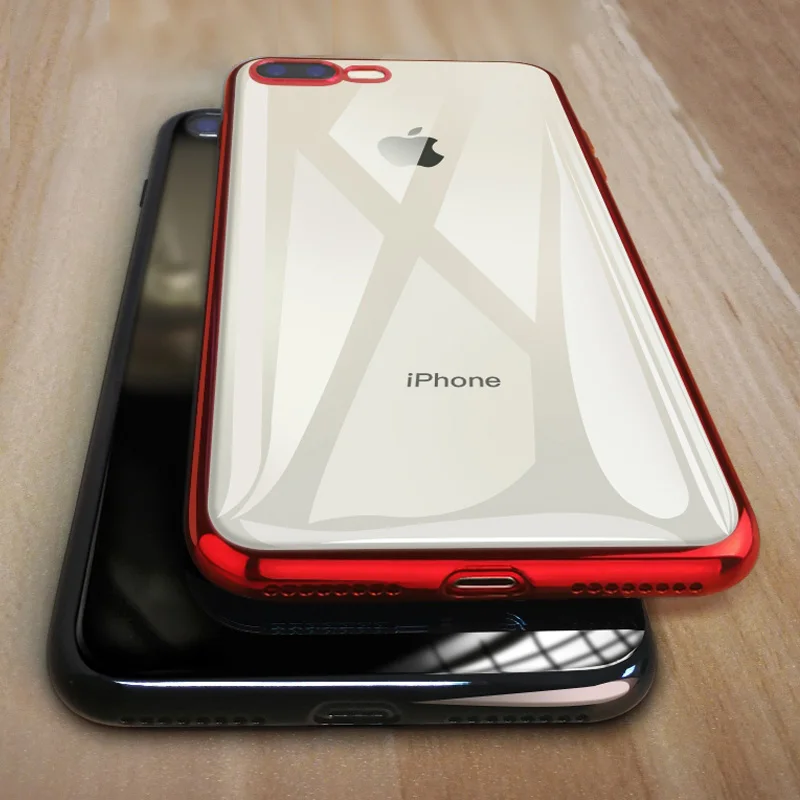 Soft TPU Coque Phone Case for iPhone 8 7 SE X XS XR 11 12 13 MIni 14 15 Pro Max Plus Silicone Luxury Plating Edge Cover