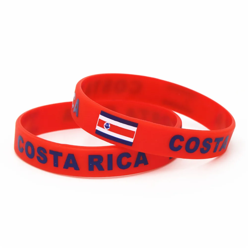 1PC Costa Rica Country Flag Silicone Wristband Red Football Sports Souvenir Silicone Rubber Bracelets&Bangles Gifts SH242