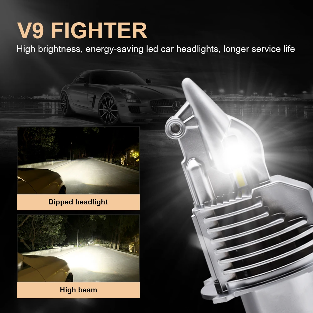 EURS 2pcs Fighter H4 LED Car Headlight 6000K 4300K 3000K Hi/Lo Beam H4 LED Lamp Fighter Shape Motorcycle Headlamp Bulbs 12V 24V