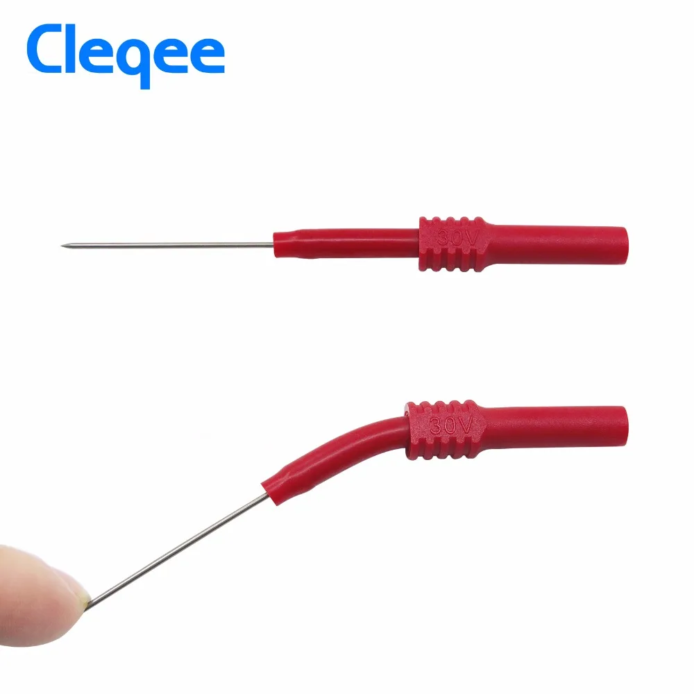 Cleqee P5009 10pcs Soft PVC Insulation Piercing Needle Non-destructive Multimeter Test Probes Red/Black