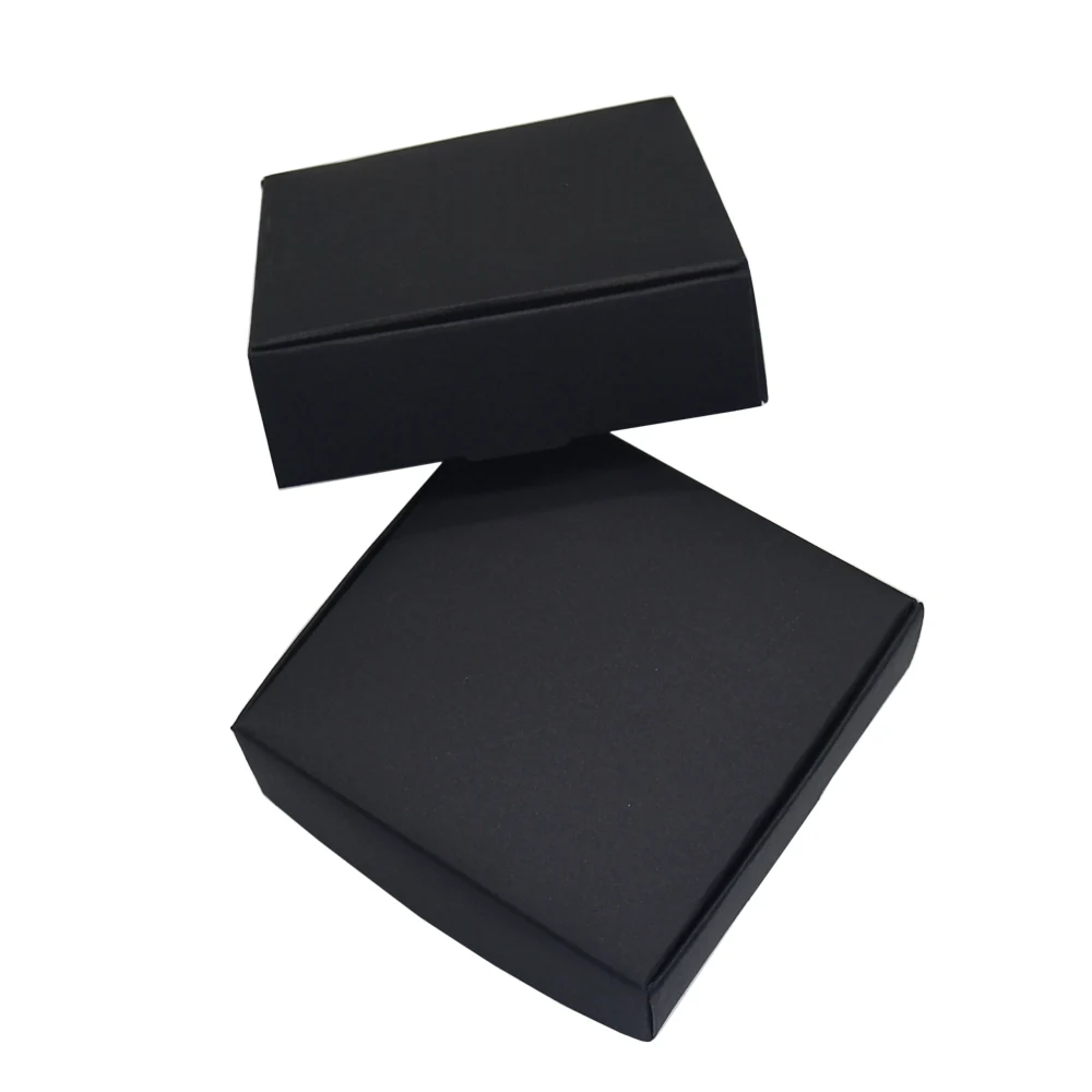 

9.5x9.5x3cm Wedding Gift Decoration Paper Box Black Kraft Paper Package Boxes Handmade Craft Candy Soap Storage Paperboard Boxes