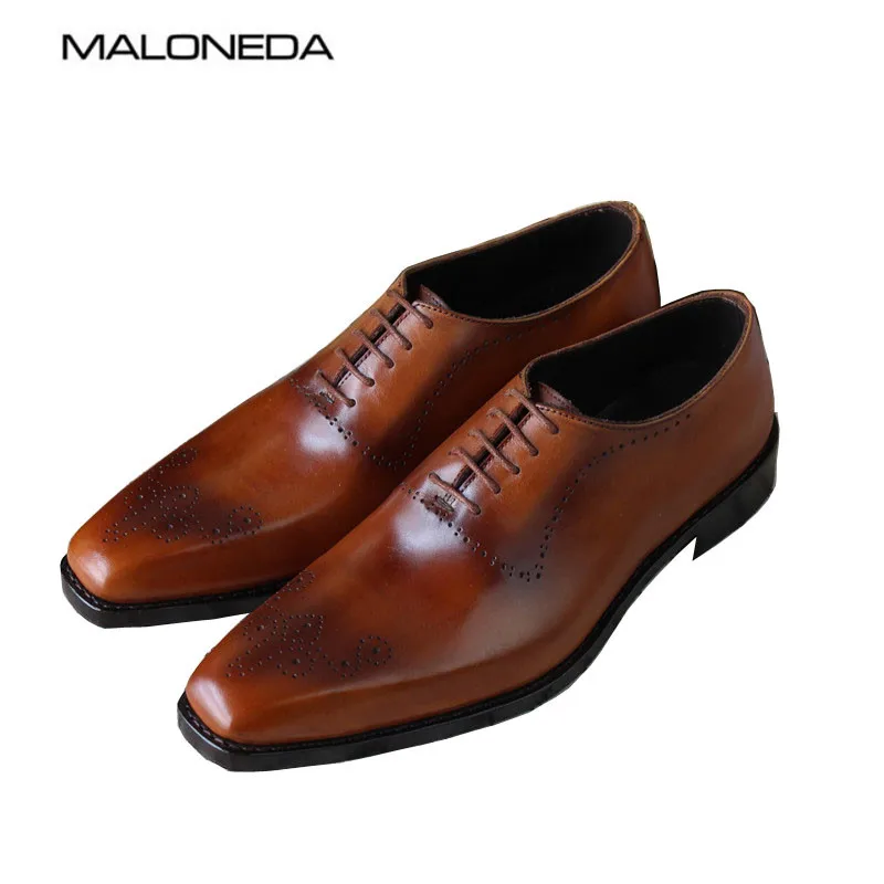 MALONEDA Bespoke Handmade New Fashion Oxford Business Shoes High Quality Genuine Leather Goodyear Welted Men's Flats Shoes