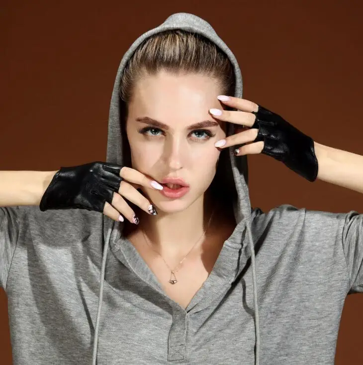 Guanto da guida in pelle naturale da donna in pelle di pecora senza dita guanto da guida in pelle naturale da donna R451