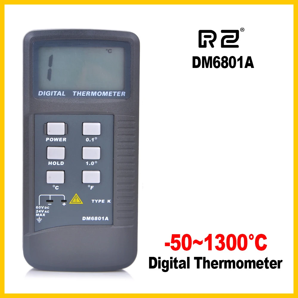 RZ Digital Contact Type Thermometer to Measure 300 Degree LCD Displa DM6801A