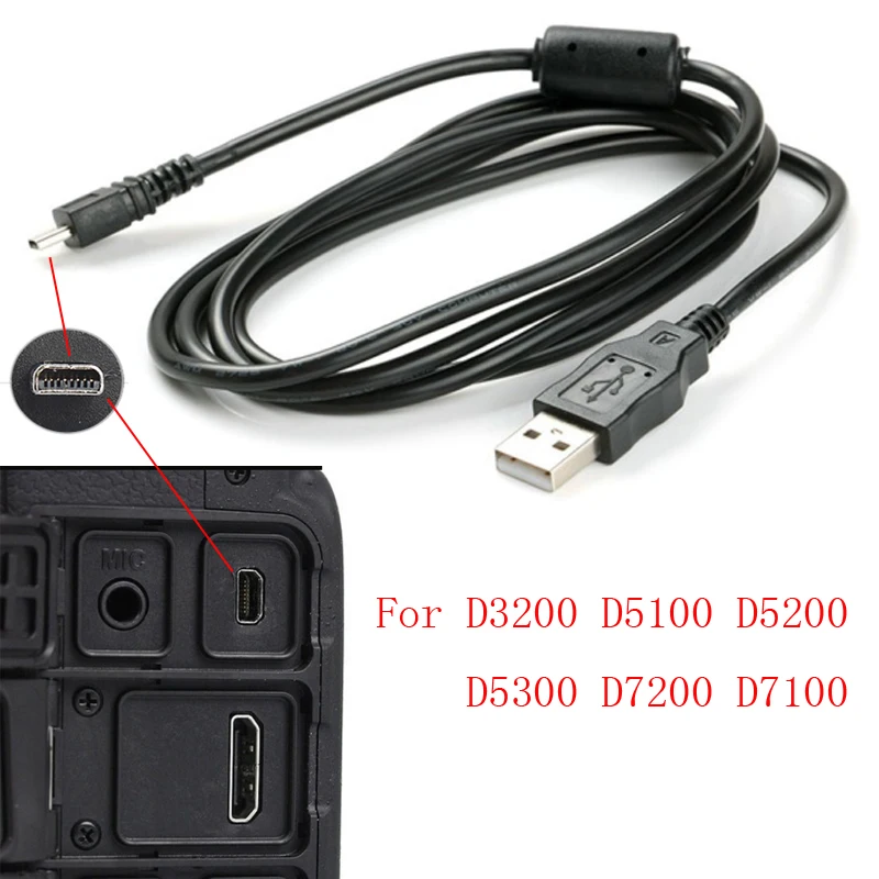 USB Data Cable Camera Data Pictures Video Sync Transfer Cables 8pin 150cm for Nikon Olympus Pentax Sony Panasonic Sanyo