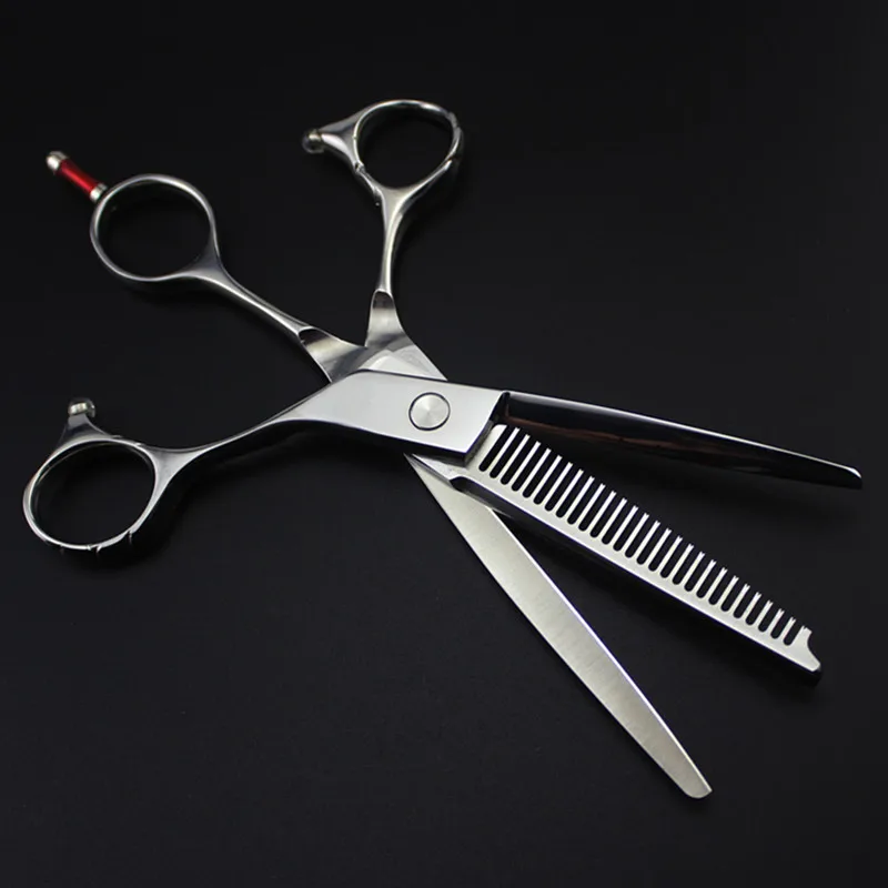 professional Japan 440c 6 inch 2 in 1 hair cutting + thinning multi blade hair scissors shears cut barber hairdressing scissors