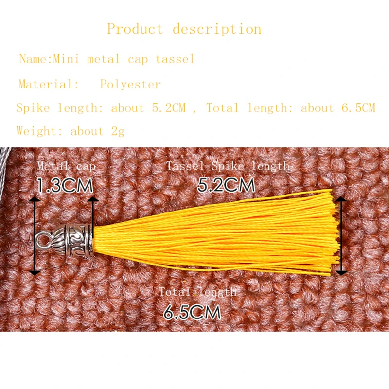 10PCS Mini Metal Cap Tassel Jewelry Curtain Garments Decorative Accessories DIY Key Cell Phone Bag Fringe Trim Tassels Pendant