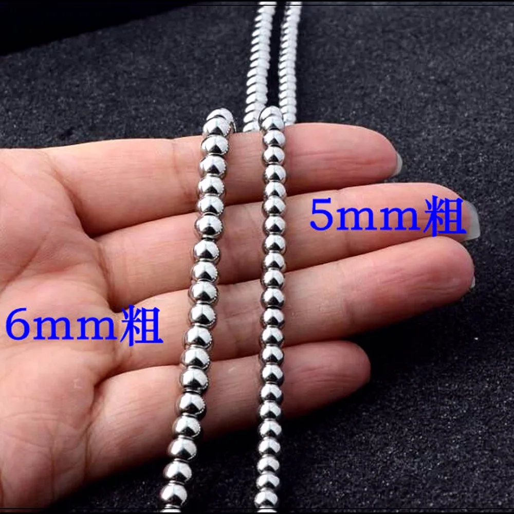 4/6/8/10mm Handmade Heavy Men's Women's Jewelry Hot Silver Color Stainless Steel Beads Ball Chain Necklace Or Bracelet 7