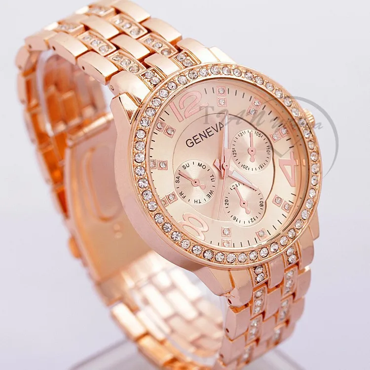 Women Watches Ladies Watches Top Brand Luxury Geneva Watches Women Stainless Steel Quartz Bracelet Watch Crystal Bayan Kol Saat