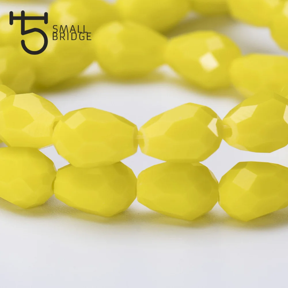 Austria Loose Faceted Teardrop Glass Beads Women Diy Accessories For Jewelry Perles With Hole Yellow Crystal Bead Wholesale Z805