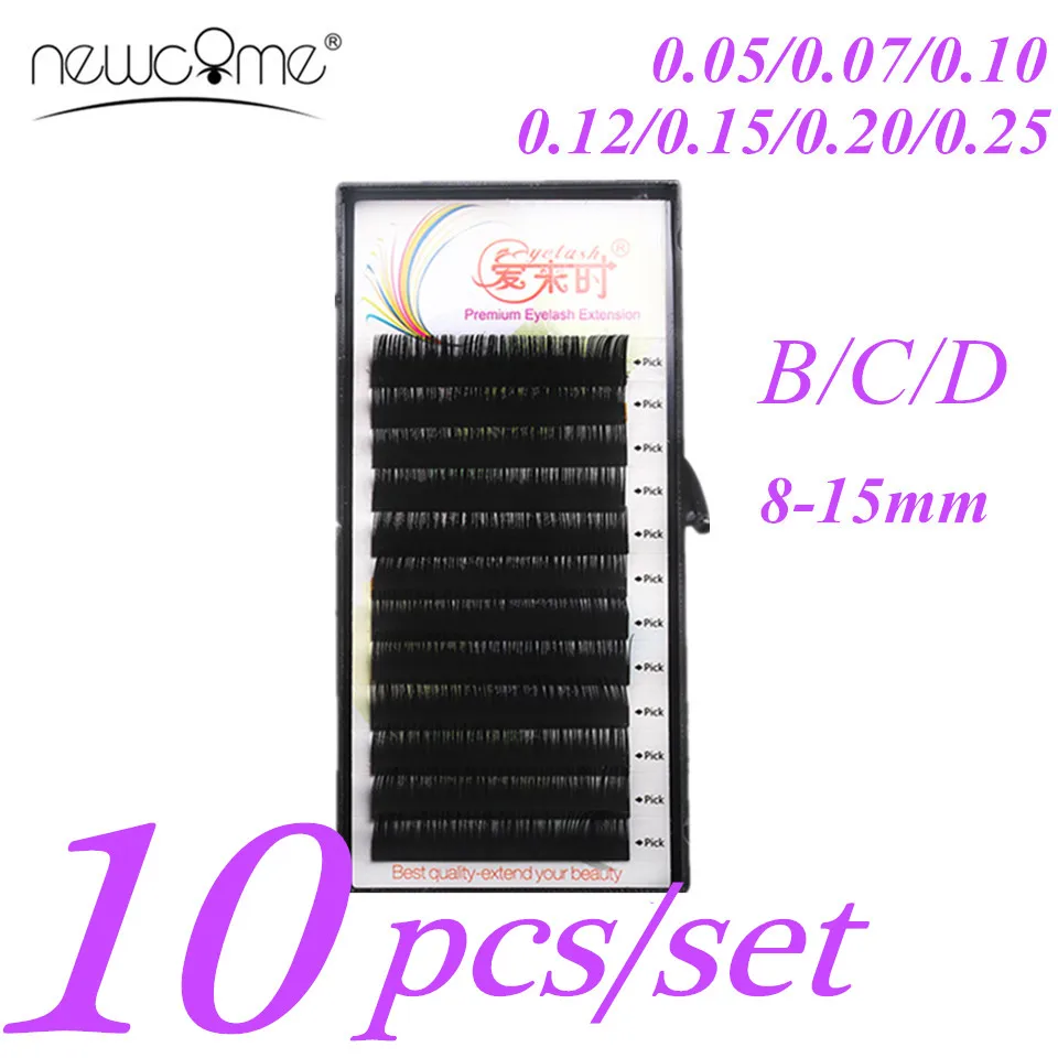 NEWCOME 10 Trays All Sizes B/C/CC/D Curl Individual Lashes Eyelash Extension 3D Volume Korea Silk Mink False Eyelashes Extension