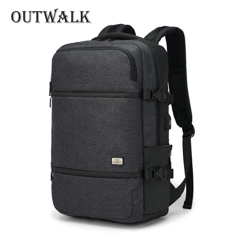 OUTWALK 15 inch Laptop Backpack For Men Water Repellent Functional Rucksack with USB Charging Travel Backpacks Male School Bags