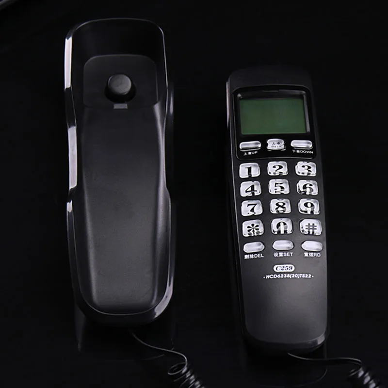 Mini Wall Fixed Telephone Call ID Redial DEL Hotel Bathroom Home Business Office Telephone Landline Mini Phones Small Home Black