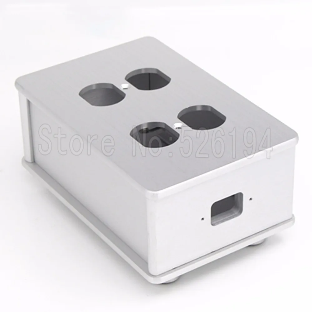 1 pieces Silver US AC Power Supply Distributor Aluminum 4 Outlet Boxes Audio HIFI Chassis