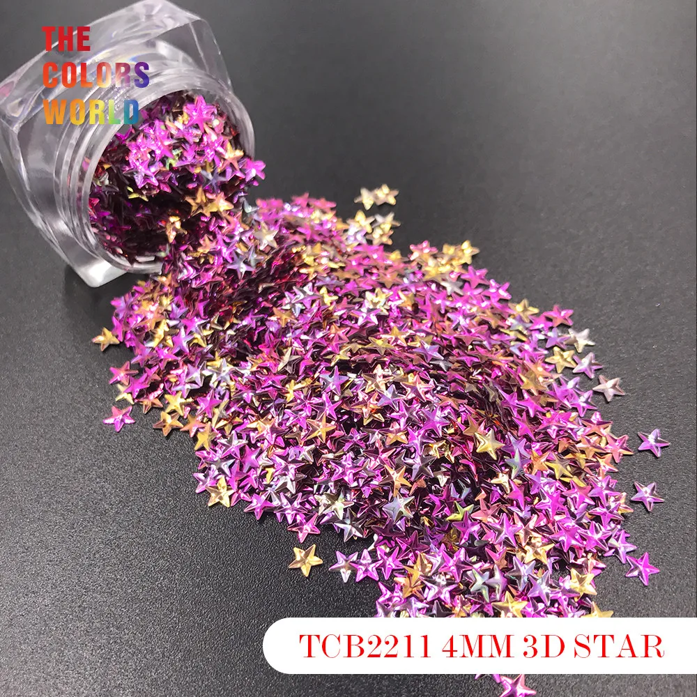 TCT-174 4 mm Sternform, 3D-Effekt, bunte Glitzer-Nagelkunst, DIY-Dekoration für Nagelgel, Make-up, Gesichtsbemalung