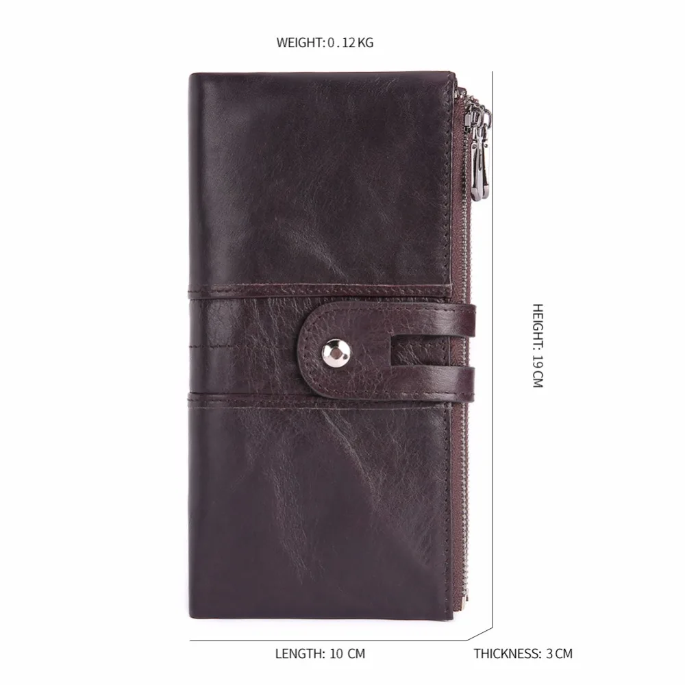 JOYIR Men Wallet Clutch Genuine Leather Brand Rfid Wallet Male Phone Long Clutch Zipper Wallets for Business Coin Purse