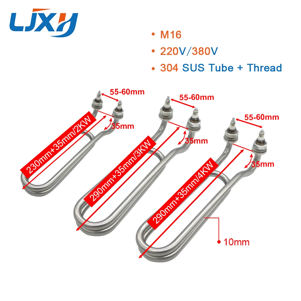 LJXH Curved U-shaped Heat Pipe, Double U Water Heating Element, Bend U Water Heaters, M16/M18 Heater for Home Machine