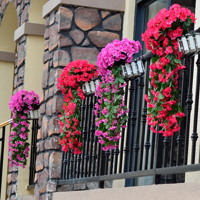 

Violet Artificial Flower Simulation Wall Hanging Basket Flower Orchid Fake Silk Vine Flowers