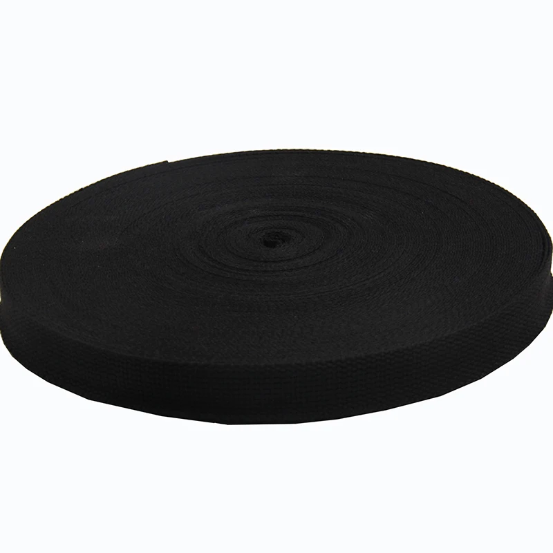 1 Inch Width  1.4mm Thickness Black Cotton Webbing Tape Factory In Stock 50 Yards/Lot