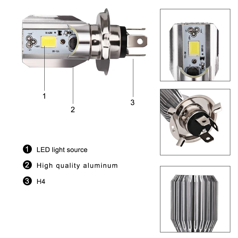 6W Hs1 Led H4 Motorcycle Moped Scooter Light Bulbs Motorbike Motorcycle H4 Led Headlight White Moto Accessories Light Bulb 12V