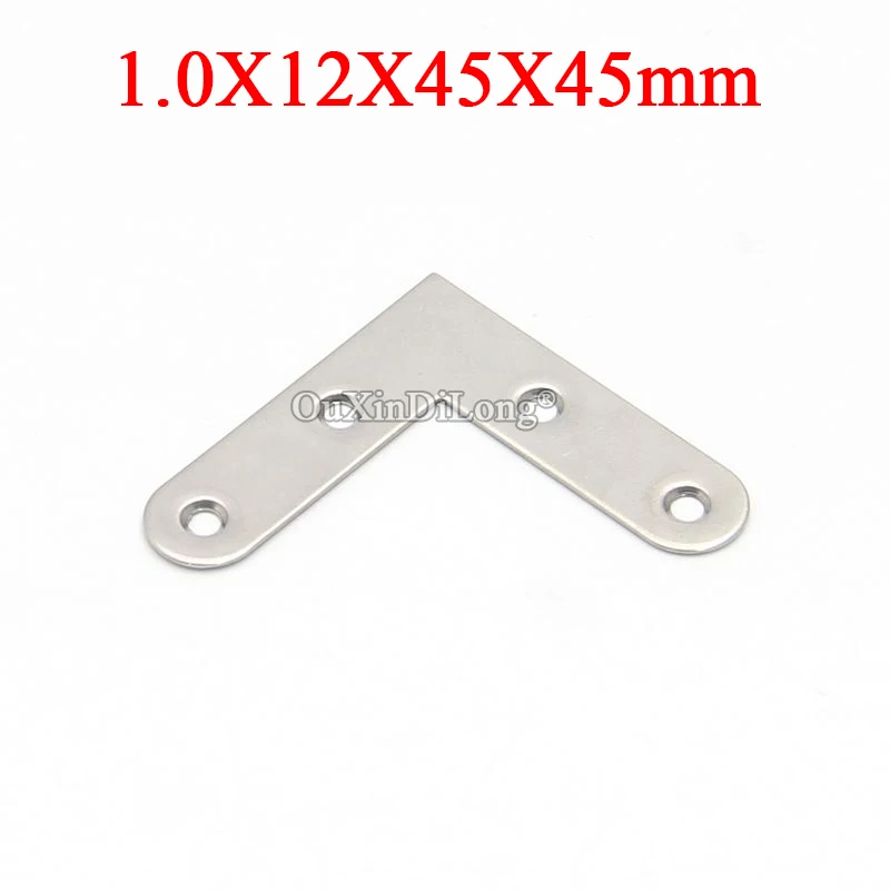 

NEW 100PCS Stainless Steel Flat Corner Braces 12X45X45mm L Shape Furniture Reinforced Brackets Board Frame Connecting Fittings