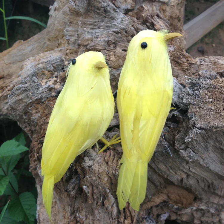 a pair of mini cute simulation bird model foam&furs yellow bird dolls gift about 12cm 2197