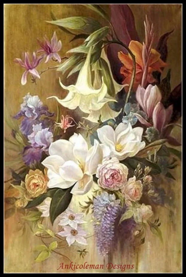 Needlework for Embroidery DIY French DMC High Quality - Counted Cross Stitch Kits 14 ct Oil painting - Bouquet - 2