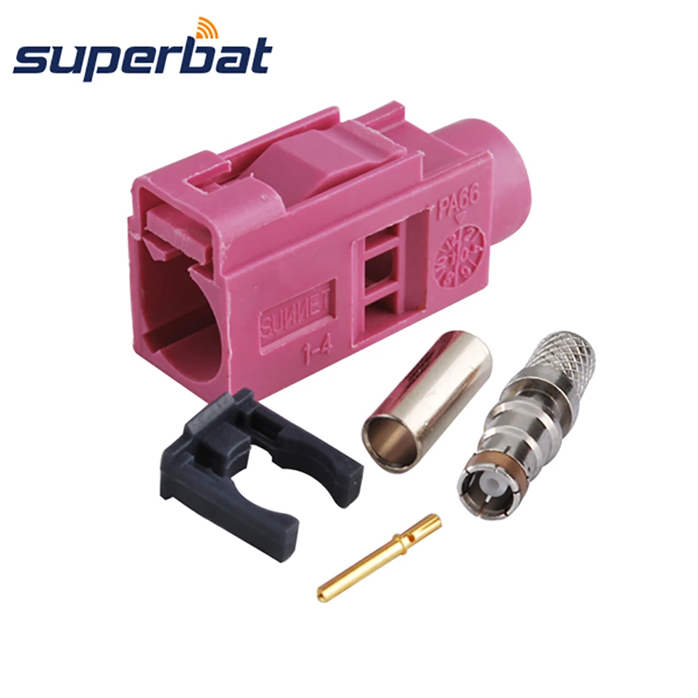 Superbat Fakra H Violet Crimp Female RF Connector for Radio Controlled Keyless Heating for Cable RG58 LMR195