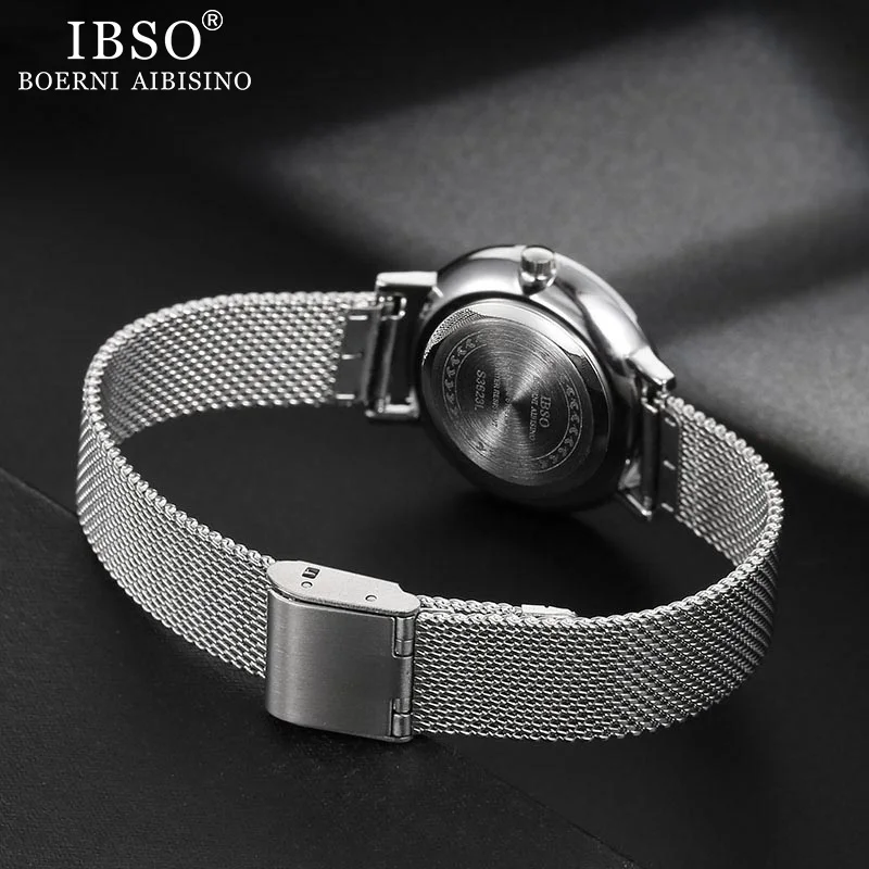 IBSO 2022 Women\'s Quartz Watch Set Crystal Bracelet Necklace Watch Sets Female Jewelry Set Silver Set Watch Valentine\'s Day Gift