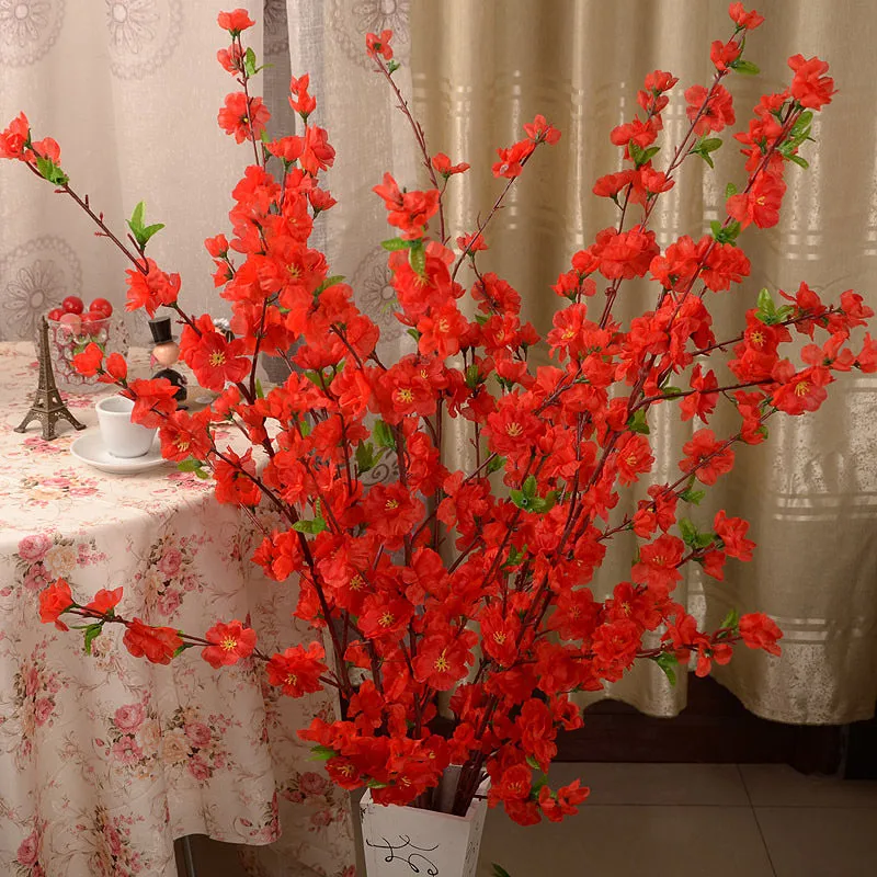 100 Pcs Peach Blossom Simulation Artificial Plants Flower Floral Art Accessories DIY Home Living Room Garden Decoration