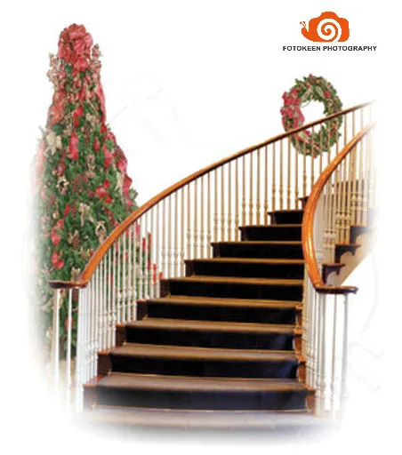 

5X7ft Hand painted Muslin interior stairs photo backdrops,fotografia profissional,christmas tree photographic background K2035