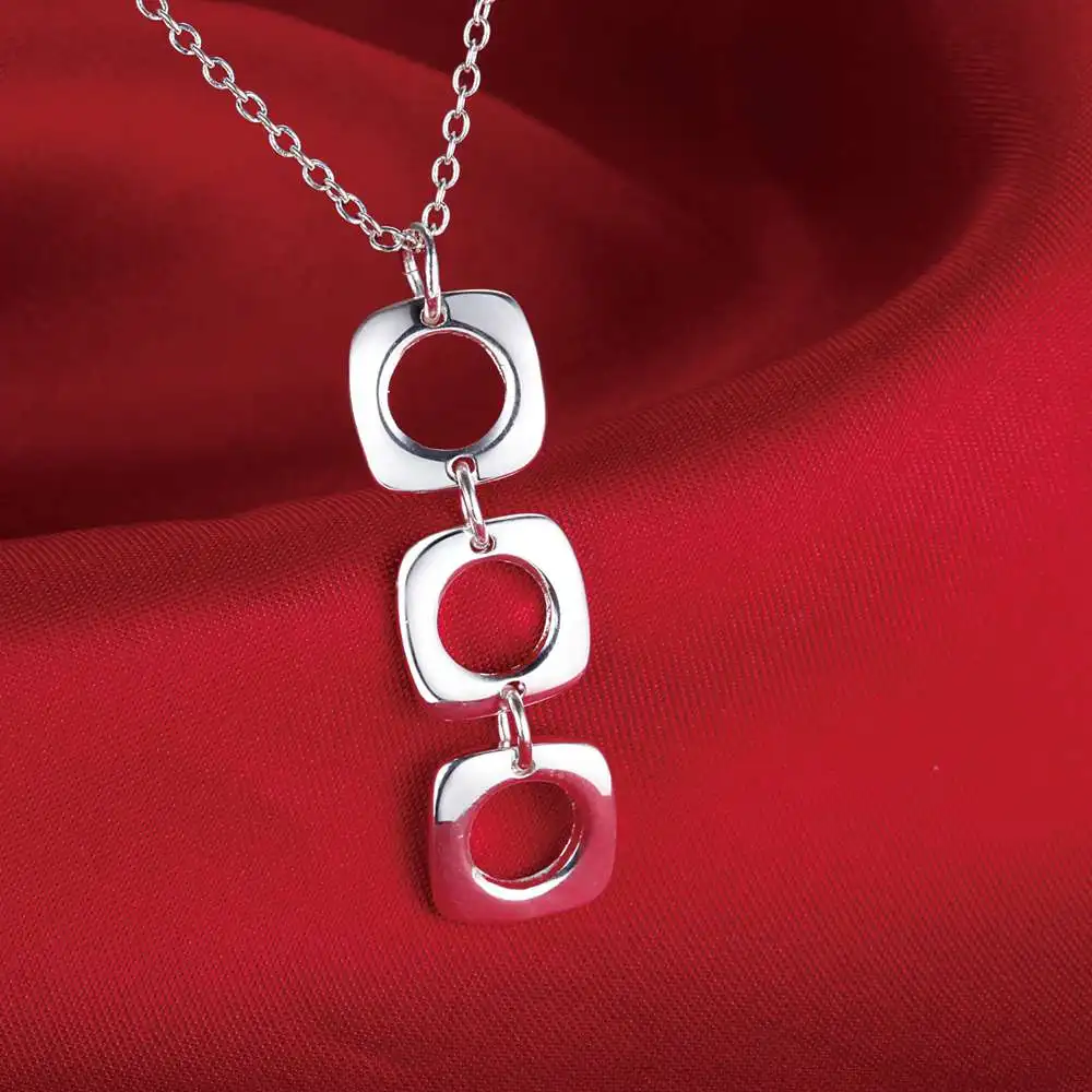 Promotions silver color jewelry Beautiful fashion Elegant charm Women lady wedding pendant pretty Necklace Jewelry P053