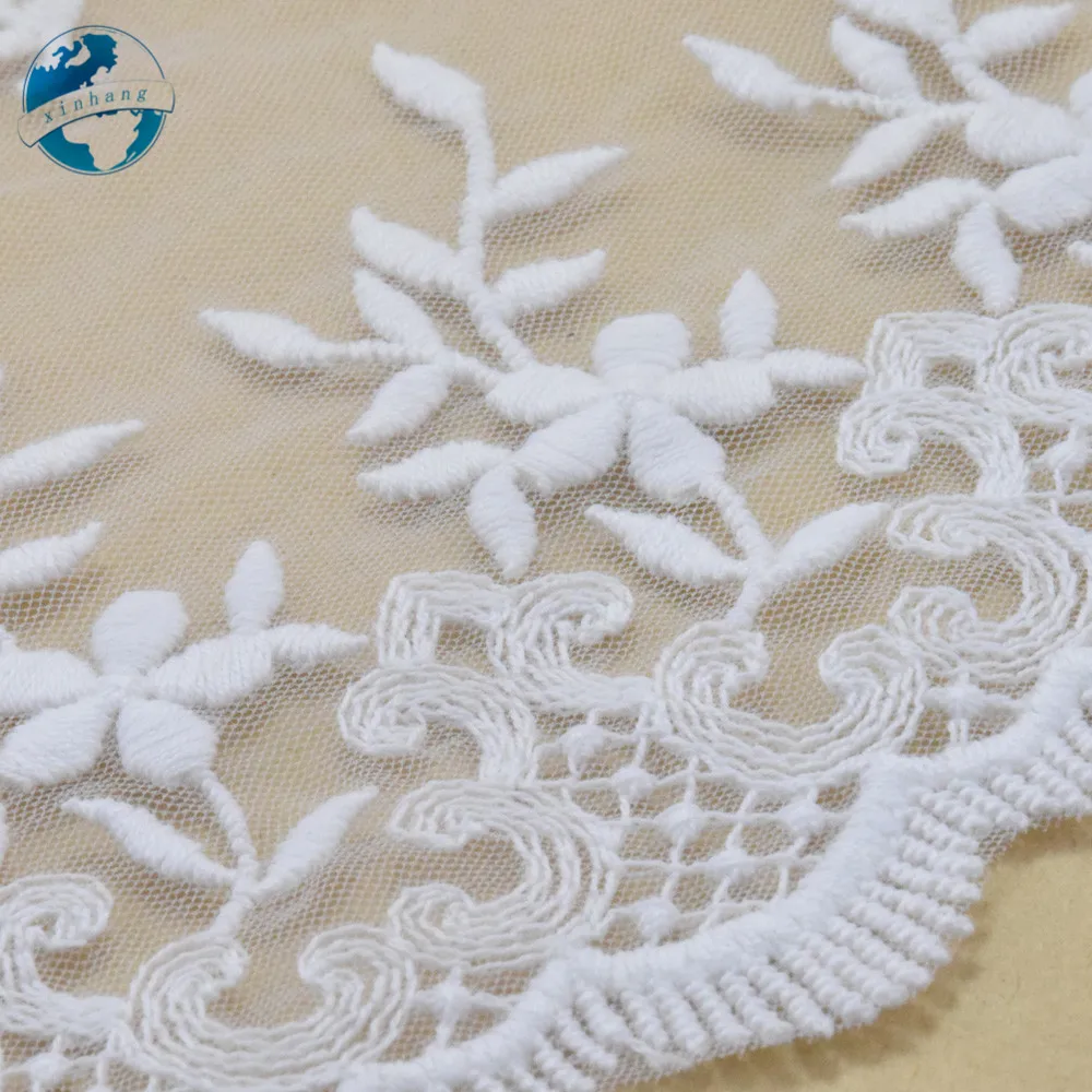 18cm Width white cotton embroidery lace french lace ribbon fabric guipure diy trims warp knitting sewing Dress Accessories#3279