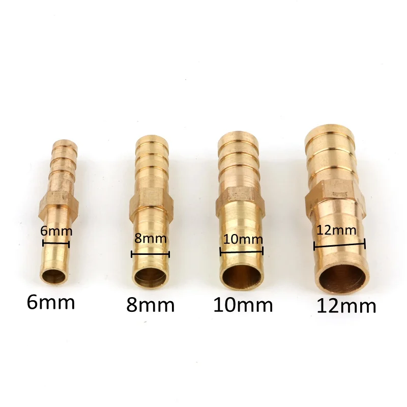 2pcs 6mm~25mm Equal Straight Brass Connector For Water Pipe Air Pump Line Adapter Gas Tube Repair Joint Garden Irrigation Parts