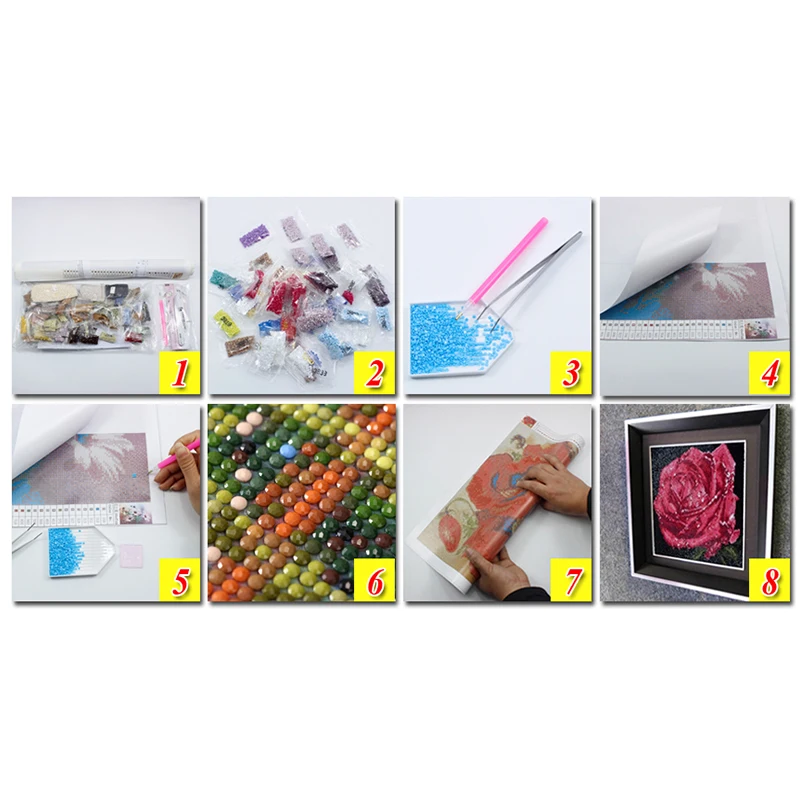 5D DIY diamond painting flower arrangement hand embroidery triple resin square / round 3D diamond mosaic home decoration pattern