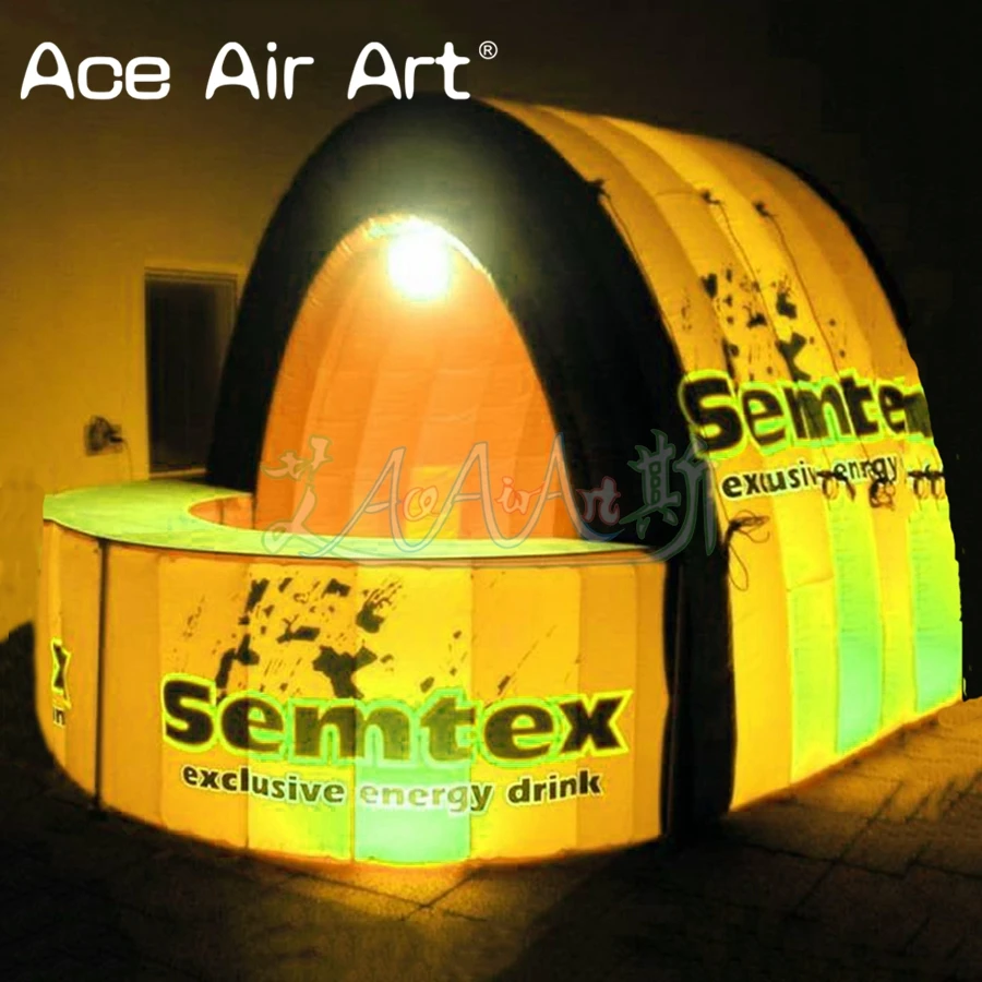 2023 Inflatable Mobile Bar Booth/Bar Table Pop Up Public House Kiosk Stall Tent with Led Light for Advertising