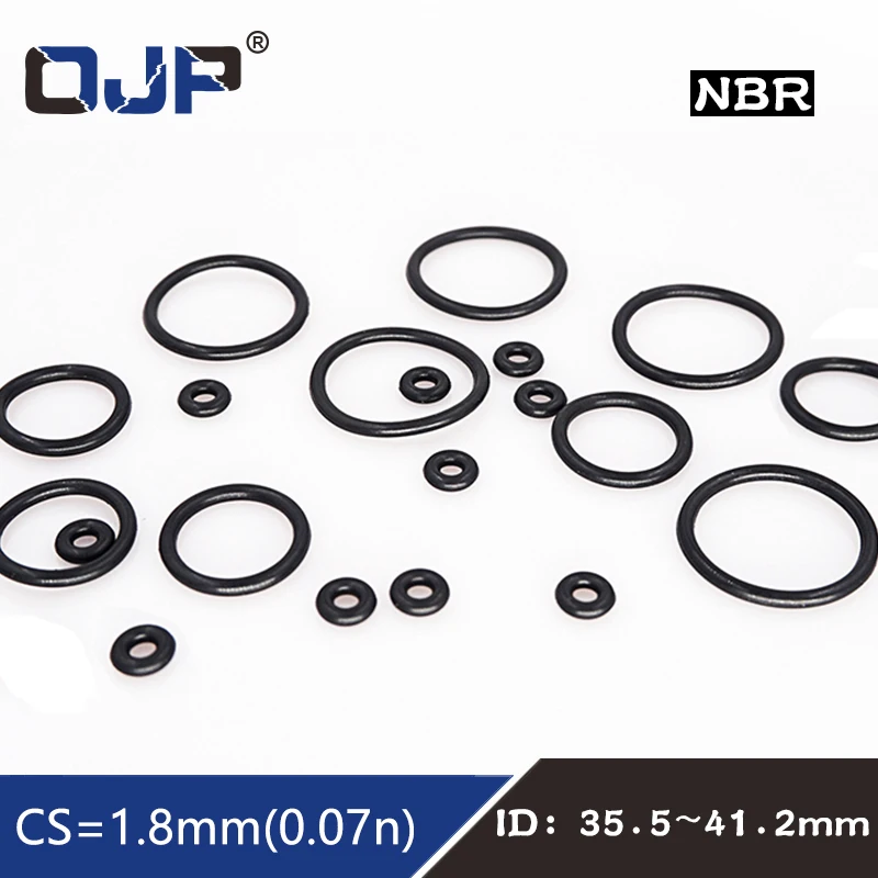 

20PCS/lot Rubber Ring NBR Sealing O-Ring 1.8mm Thickness ID35.5/36.5/37.5/38.5/40/41.2mm Nitrile O Ring Seal Gasket Ring Washer