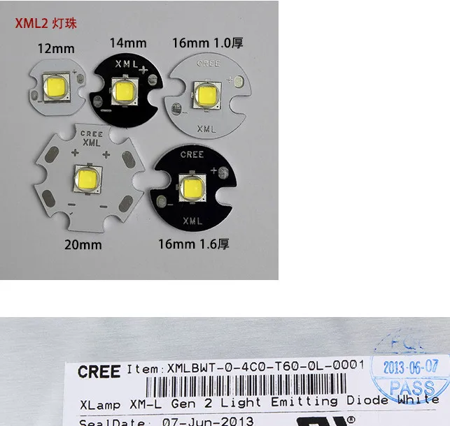 Free Ship 5 Cái Cho CREE XML2 Trắng Ánh Sáng Trung Tính T6-4C Đèn Pin Đèn Đính Hạt 4200-4500K Cao Cấp led12mm 14Mm 16Mm 20Mm LED PCB