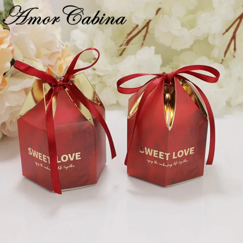 

50pcs Creative Hexagon Romantic Wedding Like Candy Box Party Gift Box Bomboniera Back Gift Box Birthday Party Decoration