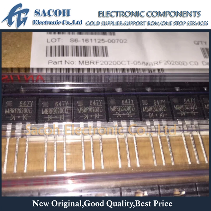 

Refurbished Original 10Pcs/Lot MBRF20200D MBRF20200CT MBRF20200 TO-220F 20A 200V Schottky Rectifier Diode