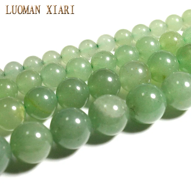 

Fine AAA 100% Natural Green Aventurine Round Stone Beads For Jewelry Making DIY Bracelet Necklace 4/ 6/8/10 /12 mm Strand 15'