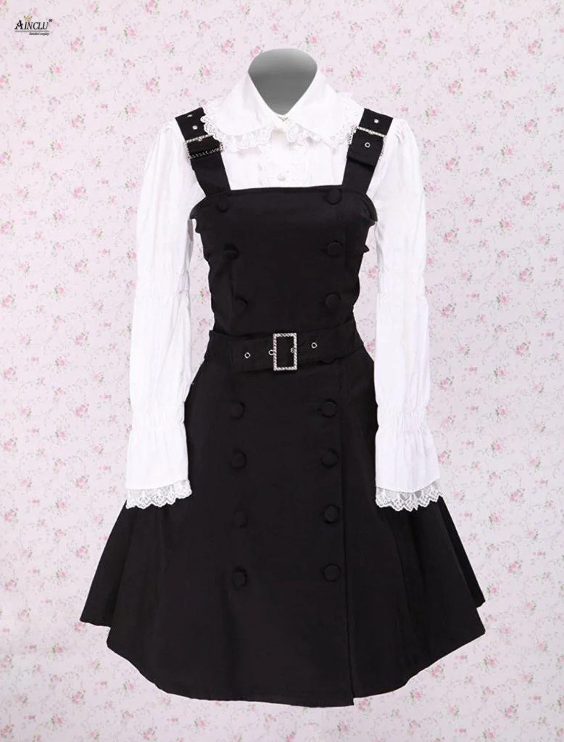 Vestido de algodón de Lolita para mujer, vestido de tirantes de lolita con botones negros, disfraces de Lolita, disfraces de Lolita para mujer, XS-XXL para fiesta y Club