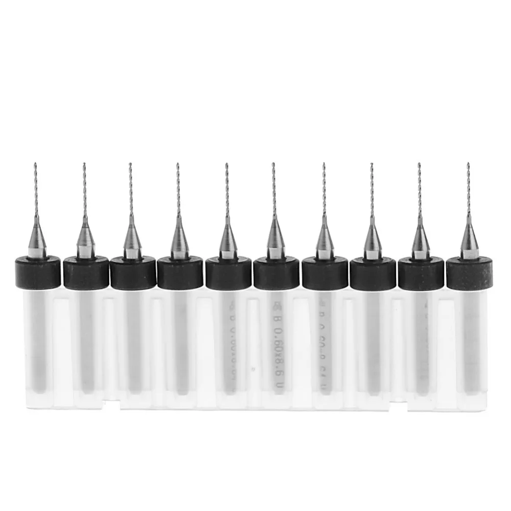Para brocas de carburo de tungsteno, 10 piezas, 0,6mm, Punta 1/8, vástago, espiral, Micro PCB, promoción