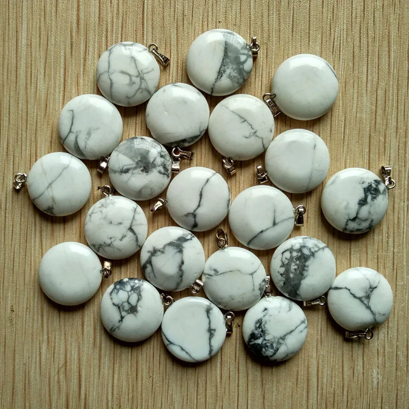 

Fashion natural white turquoise round shape charms pendants for DIY Necklace jewelry making 50pcs/lot Wholesale free shipping