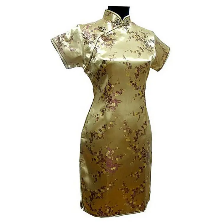 Burgundy Traditional Chinese Dress Mujer Vestido Womens Satin Mini Cheongsam Qipao S M L XL XXL XXXL 4XL 5XL 6XL J4037